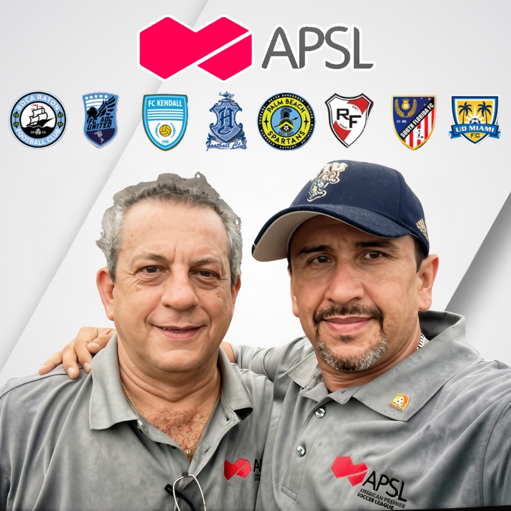 The American Premier Soccer League crest alongside the crests of its member clubs