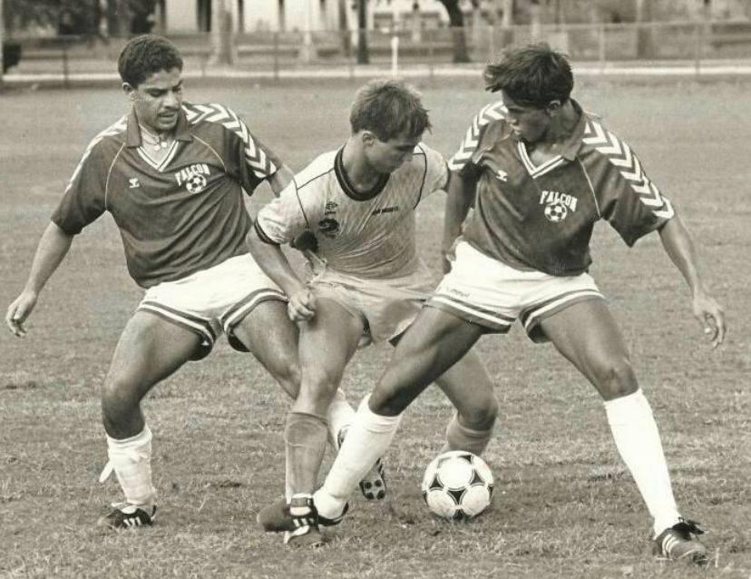 Bert, in the Falcon kit, during his playing days at Miami Dade College.